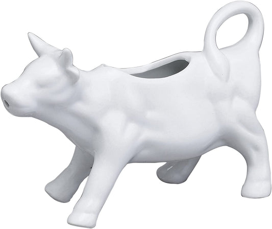 Fine White Porcelain Cow Creamer with Handle, 6-Ounce